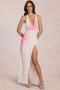 Chiffon Maxi Dress in White Floral Print