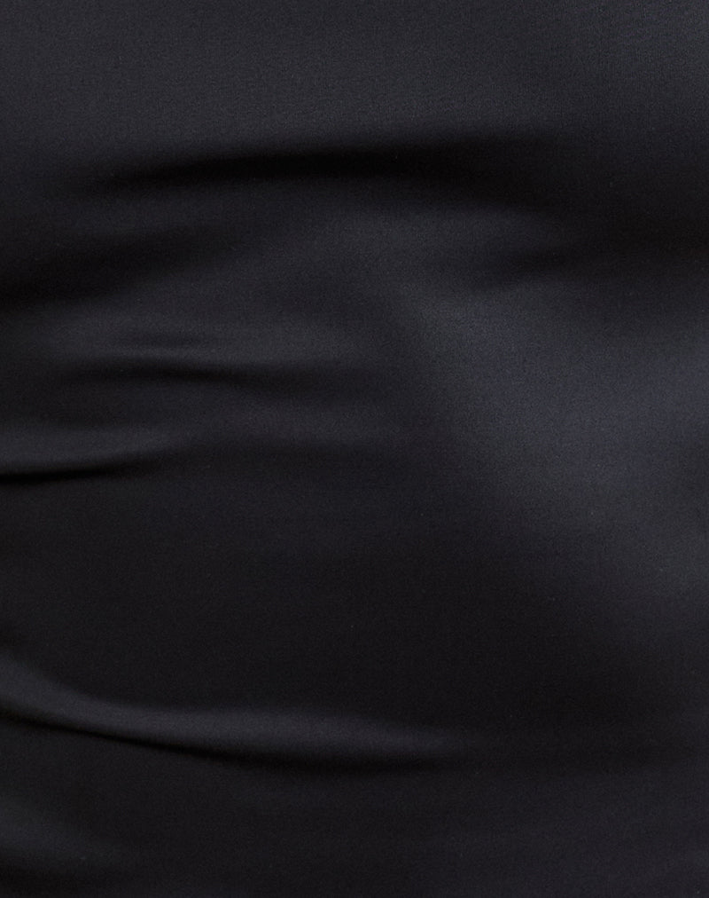 Ayaka Lace Up Corset Top in Satin Black