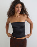 Ayaka Lace Up Corset Top in Satin Black