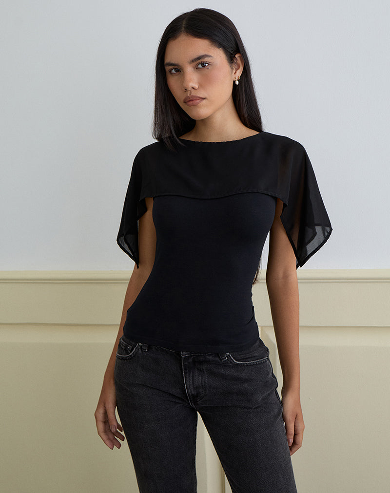 Cirata Top in Rayon Jersey Chiffon Black