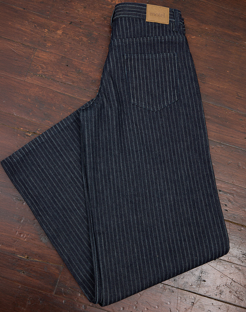 Low Rise Roomy Jeans in Stripe Indigo