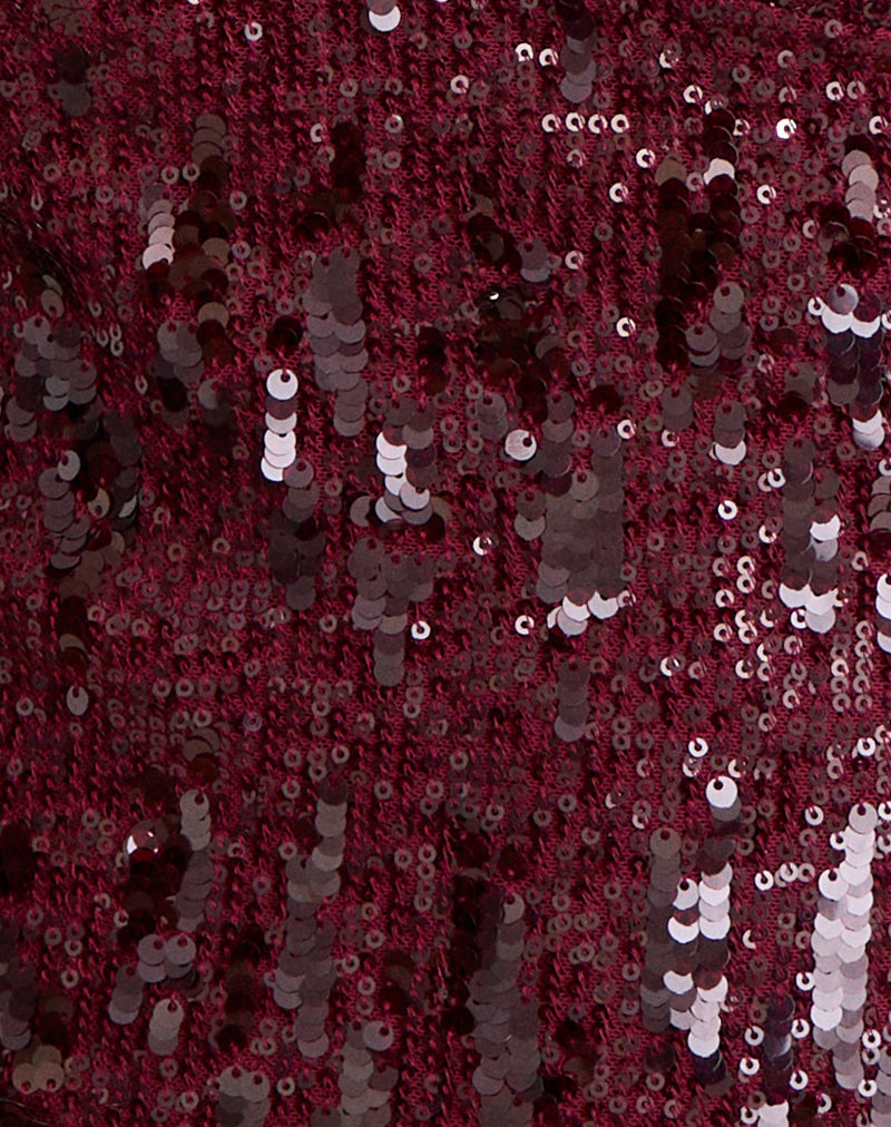 Cosio Halter Top in Mix Sequin Red