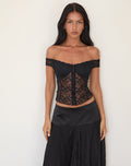 Dovica Corset Top in Black Canina Rose Lace