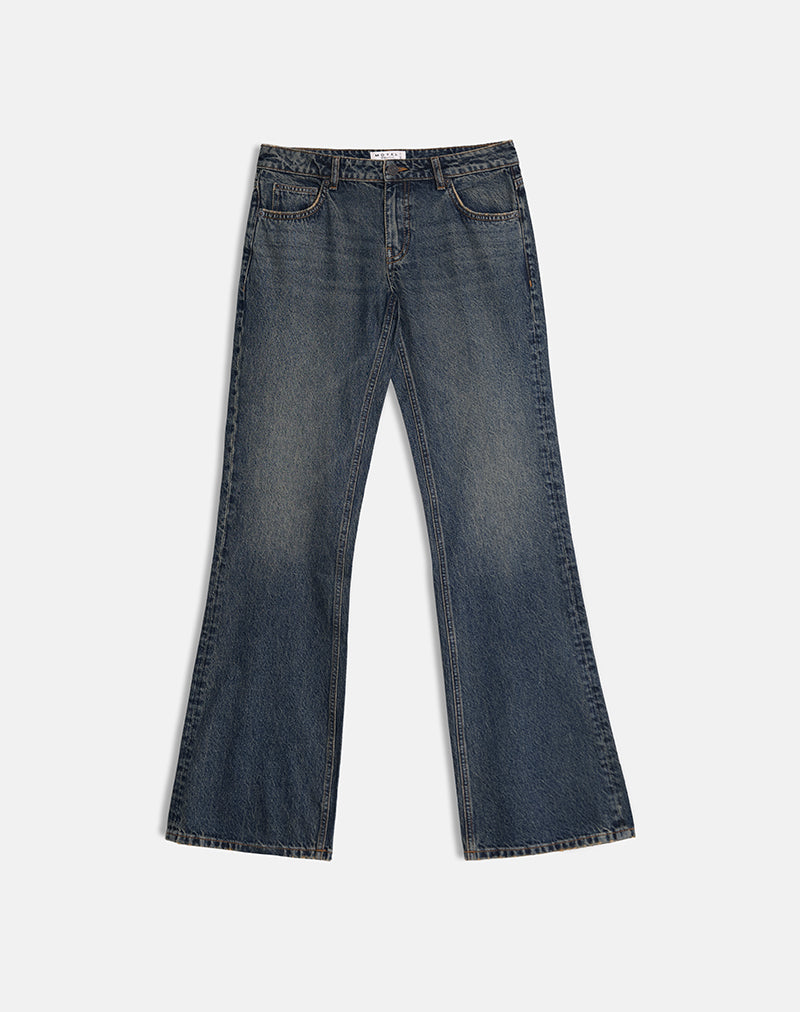 Extra Low Rise Flare Jeans in Dirty Green