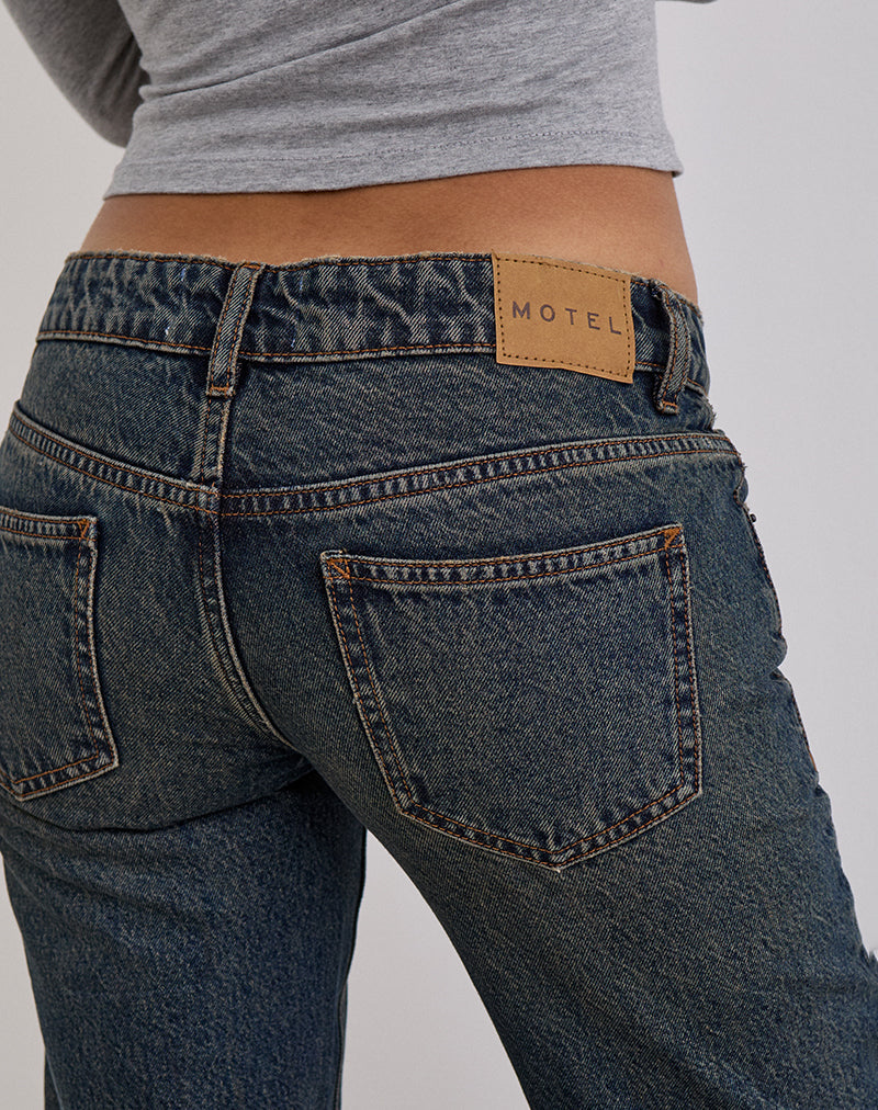 Extra Low Rise Flare Jeans in Dirty Green