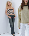 Extra Low Rise Flare Jeans in Dirty Green