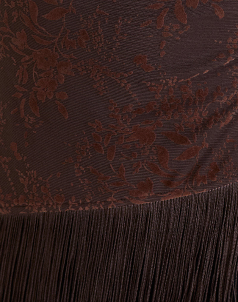 Hineco High Neck Top in Fine Leaf Flower Ganache