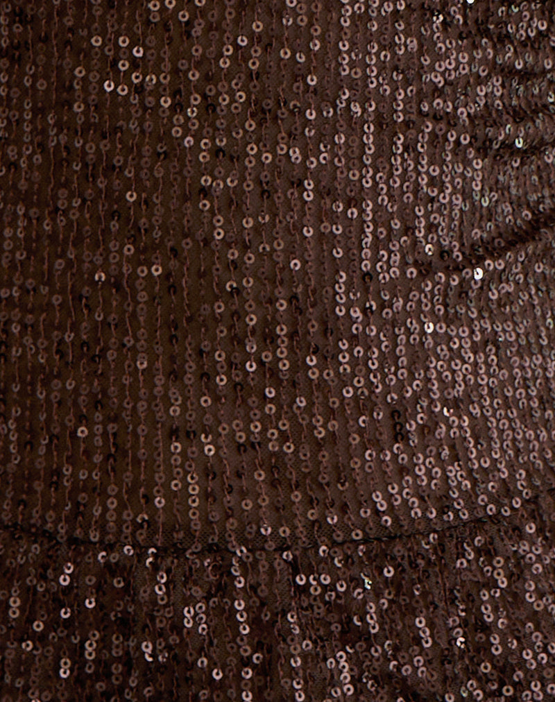 Karka Cami Top in Drape Sequin Brown
