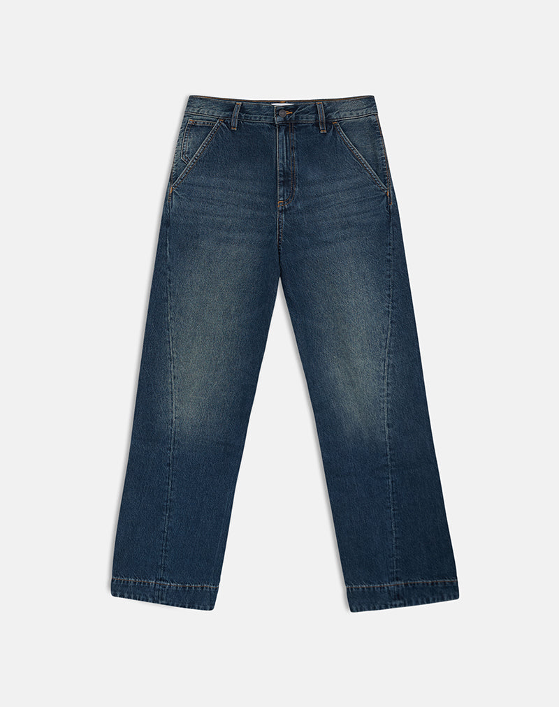 Low Rise Cinch Twisted Seam Jean in Dirty Green