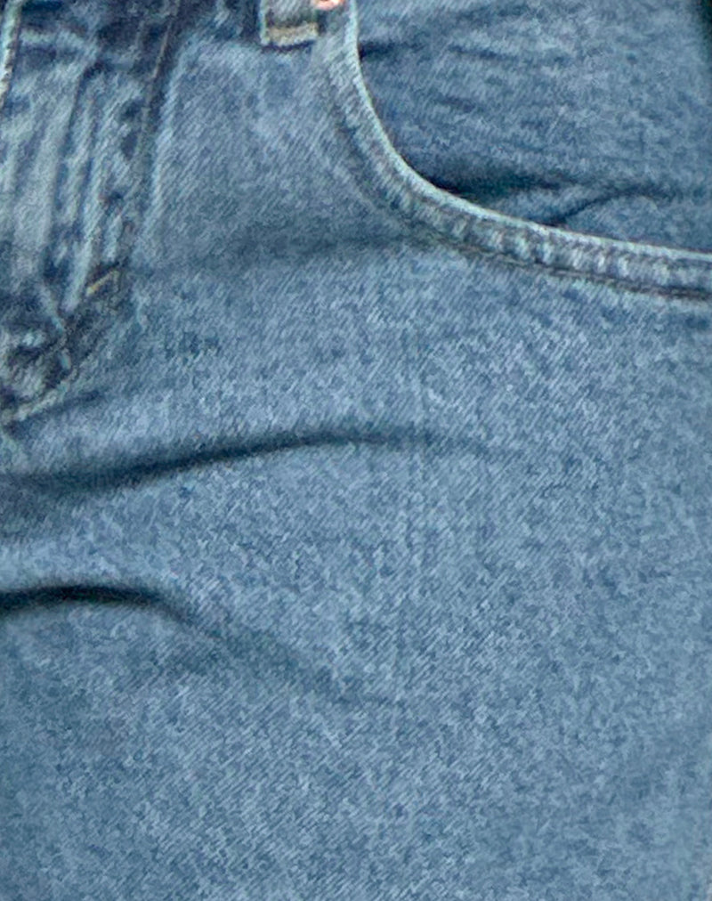 Low Rise Parallel Jeans in Blue Stone
