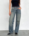 Low Rise Parallel Jeans in Extreme Blue Green