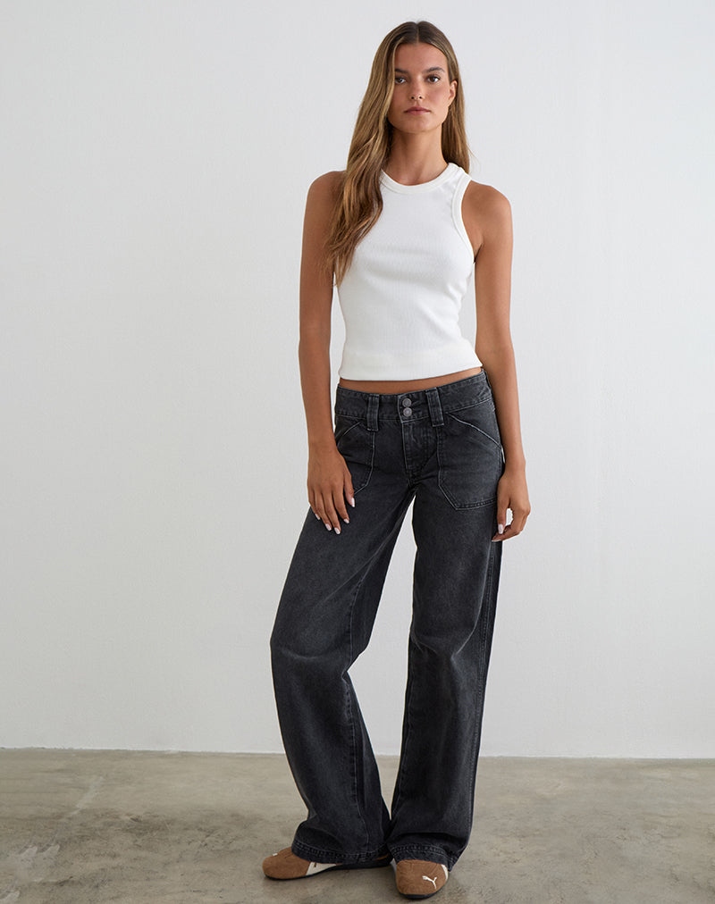 Low Rise Relaxed Cargo Jeans in Vintage Black