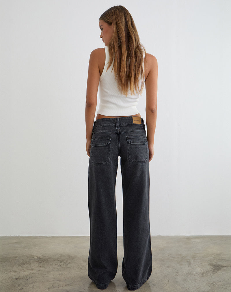 Low Rise Relaxed Cargo Jeans in Vintage Black