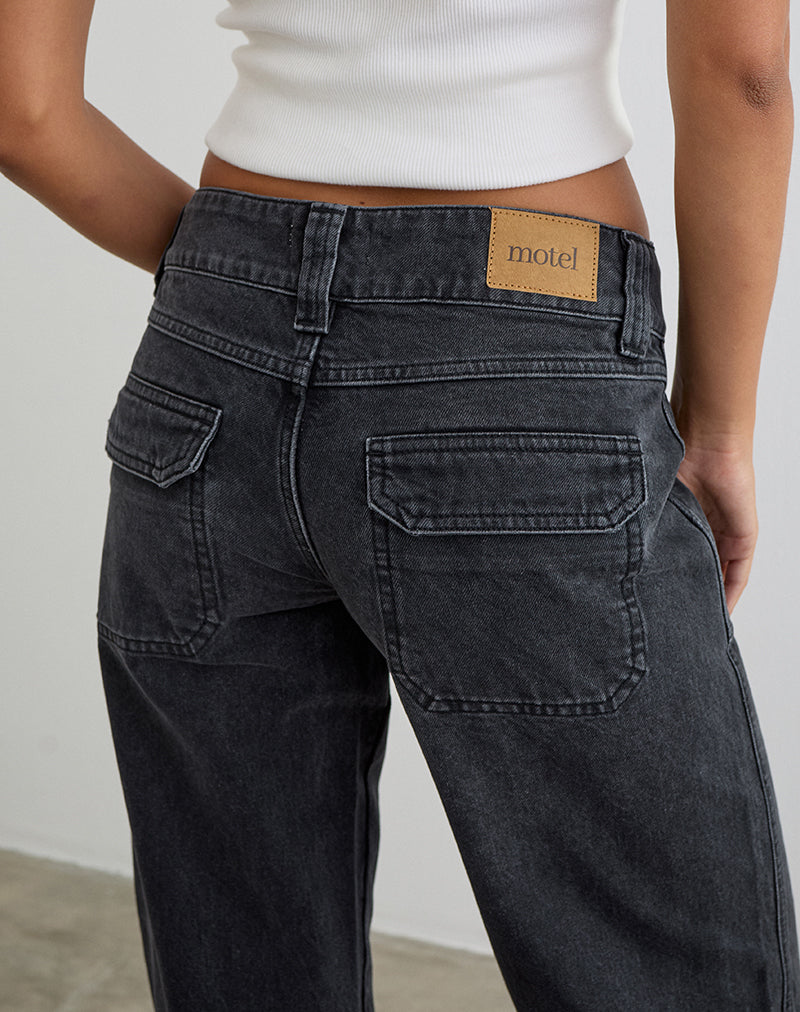 Low Rise Relaxed Cargo Jeans in Vintage Black