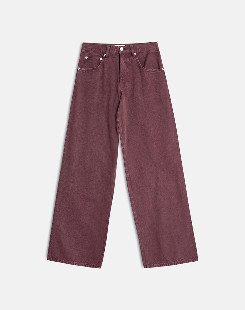 Low Rise Roomy Jeans in Burgundy
