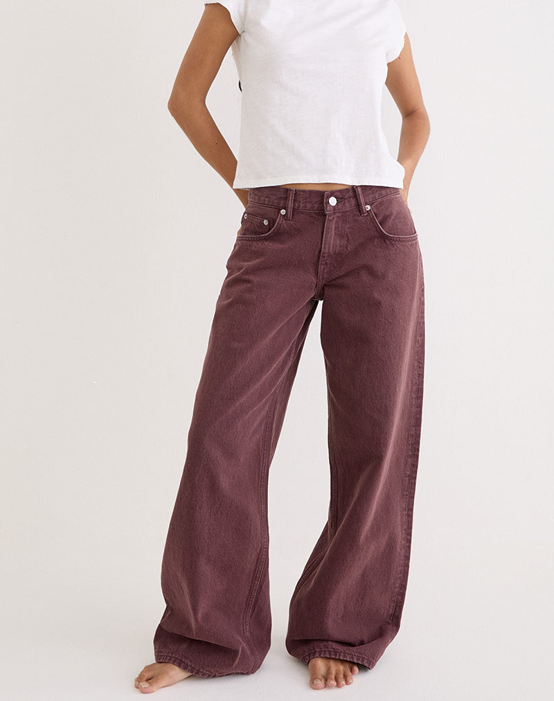 Low Rise Roomy Jeans in Burgundy