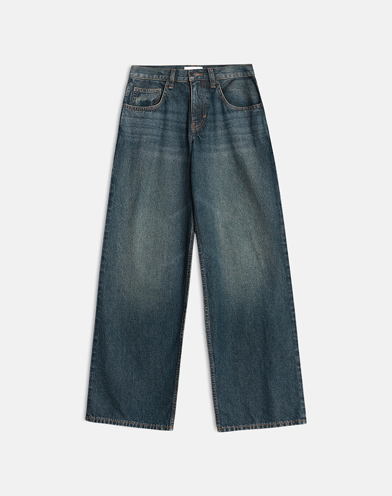 Low Rise Roomy Jeans in Dirty Green