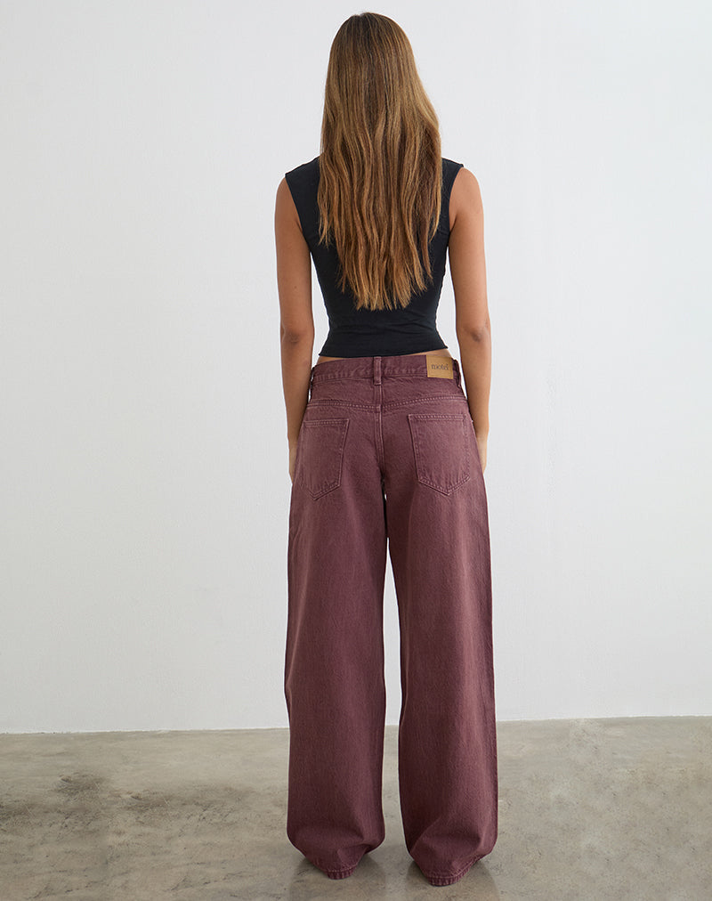 Low Rise Roomy Jeans in Burgundy