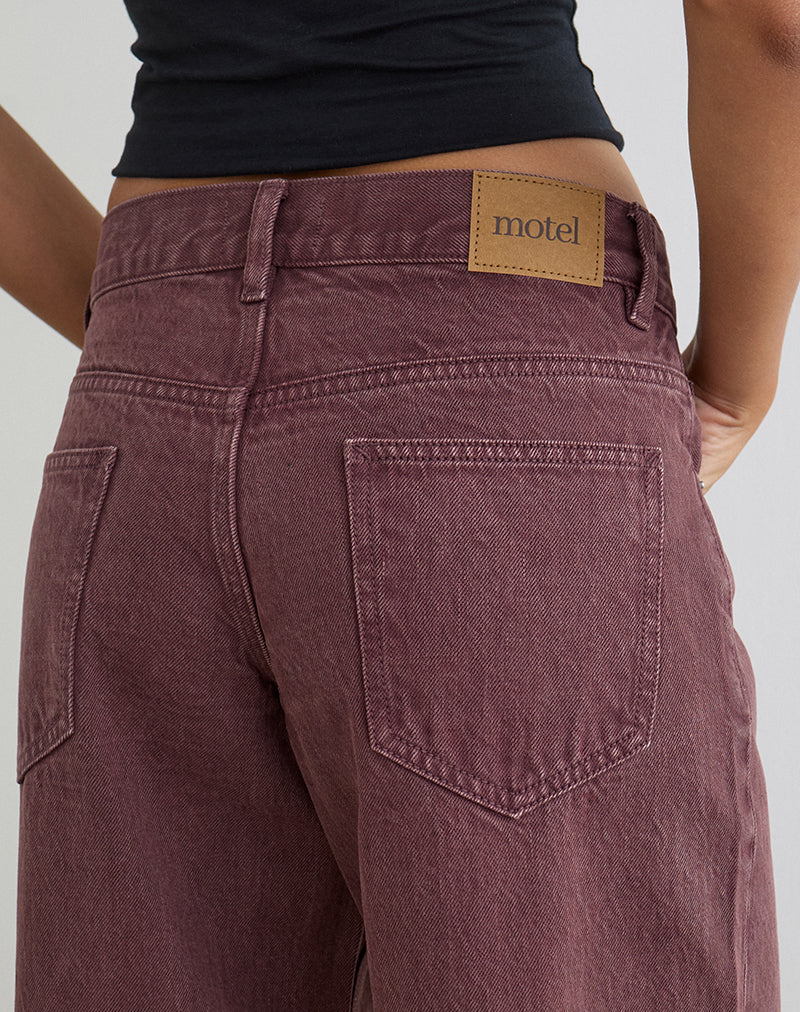 Low Rise Roomy Jeans in Burgundy