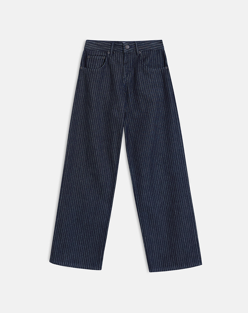 Low Rise Roomy Jeans in Stripe Indigo