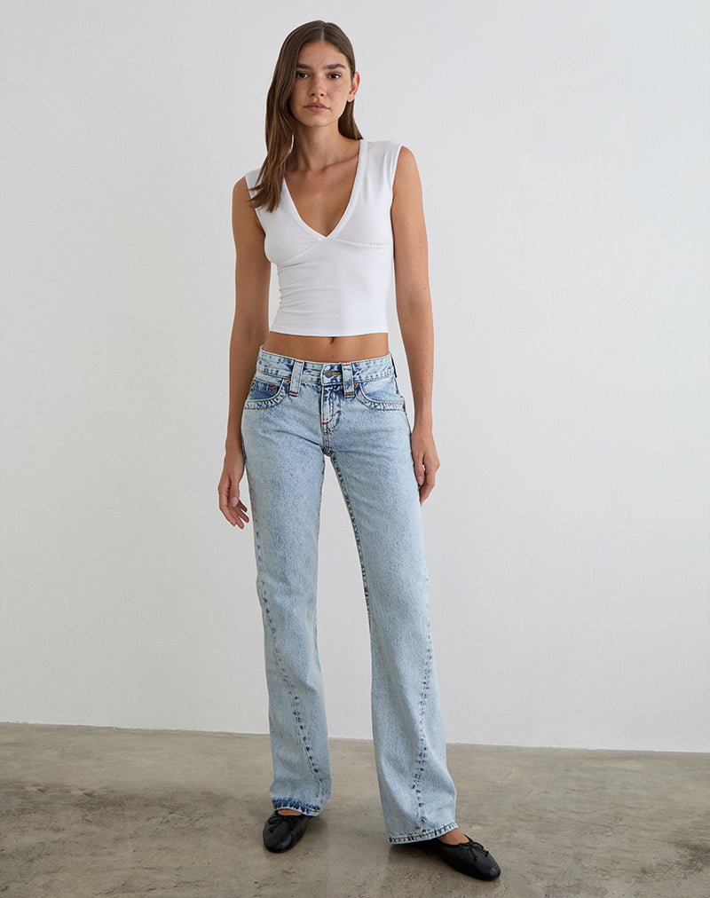 Low Rise Twisted Seam Jeans in 80's Blue Wash