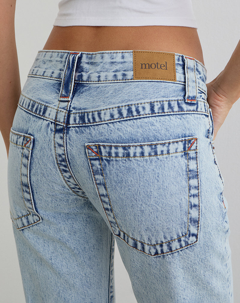 Low Rise Twisted Seam Jeans in 80's Blue Wash