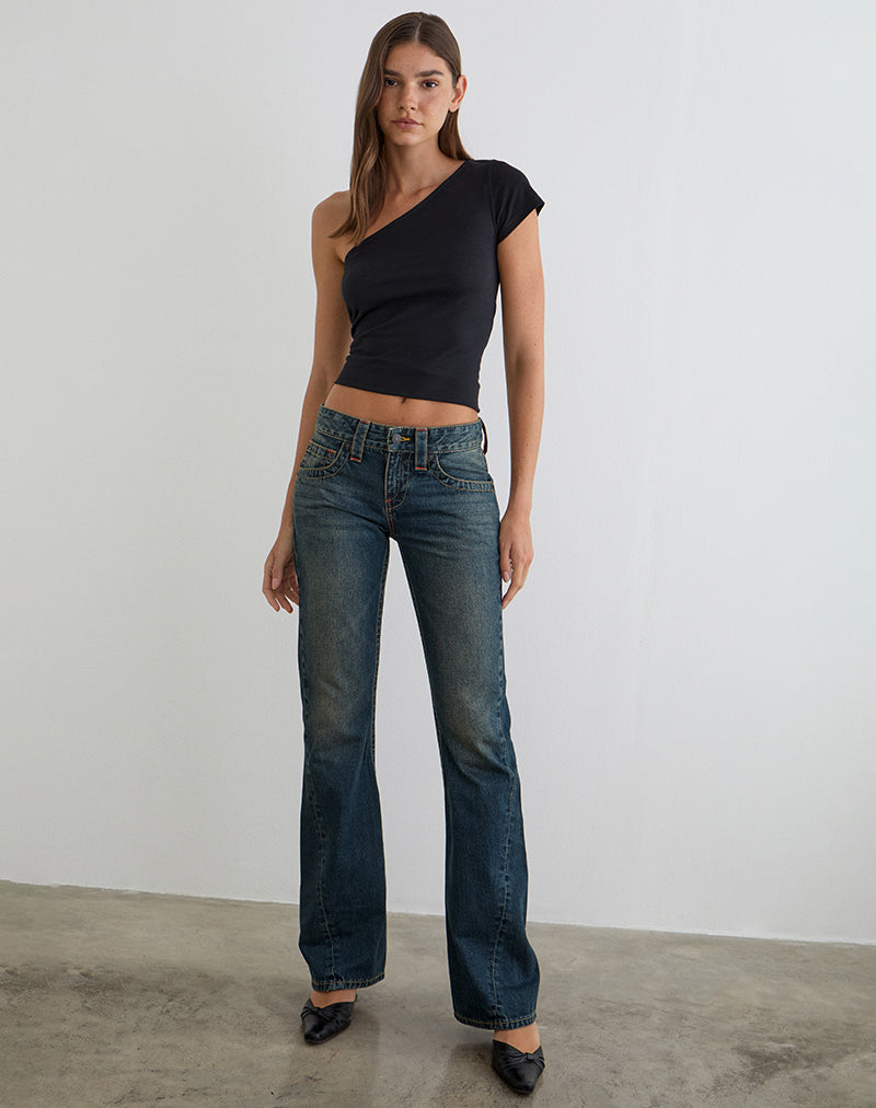 Low Rise Twisted Seam Jeans in Dirty Green