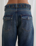 Low Rise Cinch Twisted Seam Jean in Dirty Green
