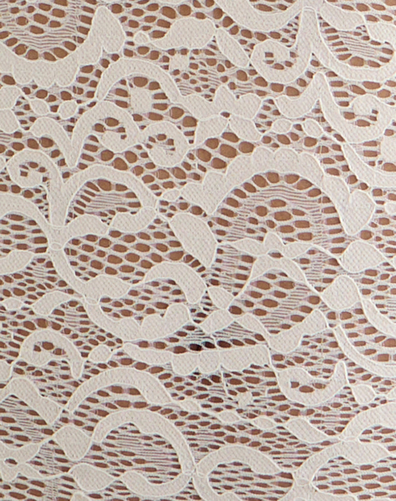 Mahota Deep Plunge Long Sleeve Top in Lace Ivory