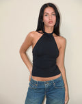 Raceline Halterneck Top in Rayon Jersey Black