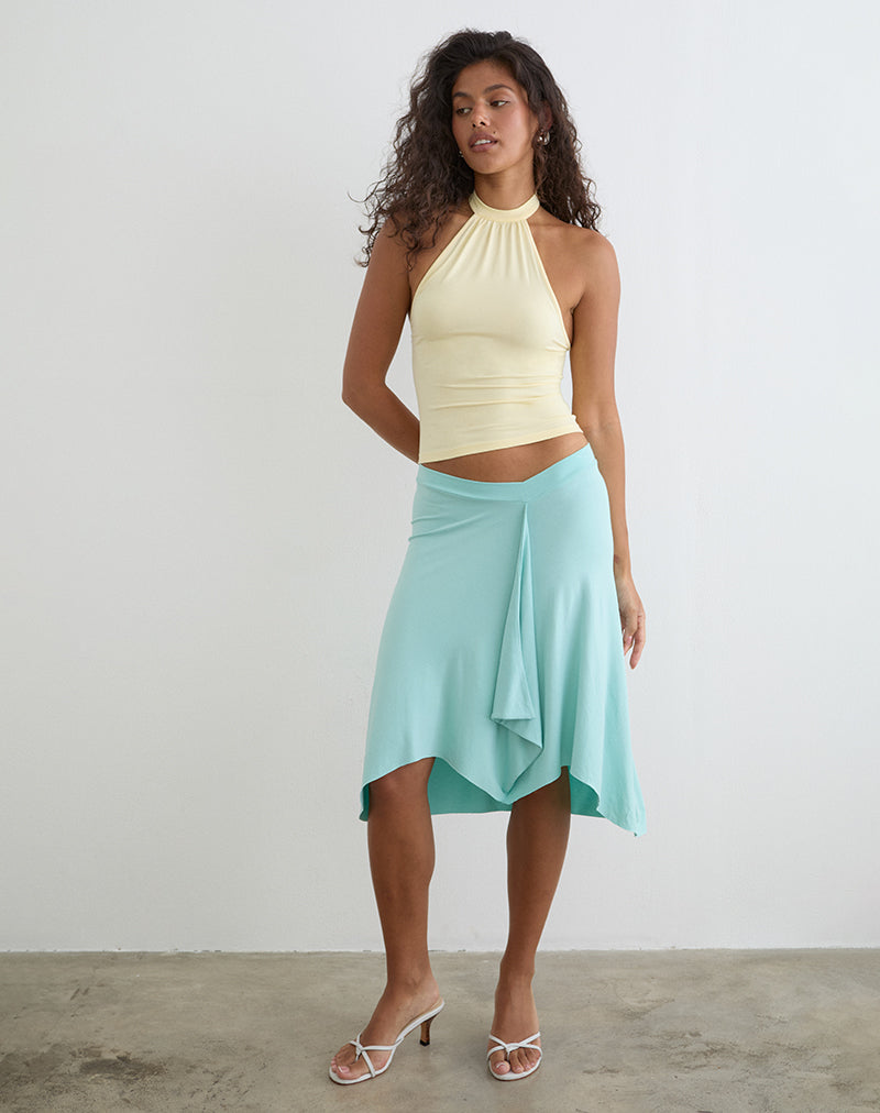 Raceline Halterneck Top in Rayon Jersey Lemon