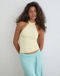 Raceline Halterneck Top in Rayon Jersey Lemon
