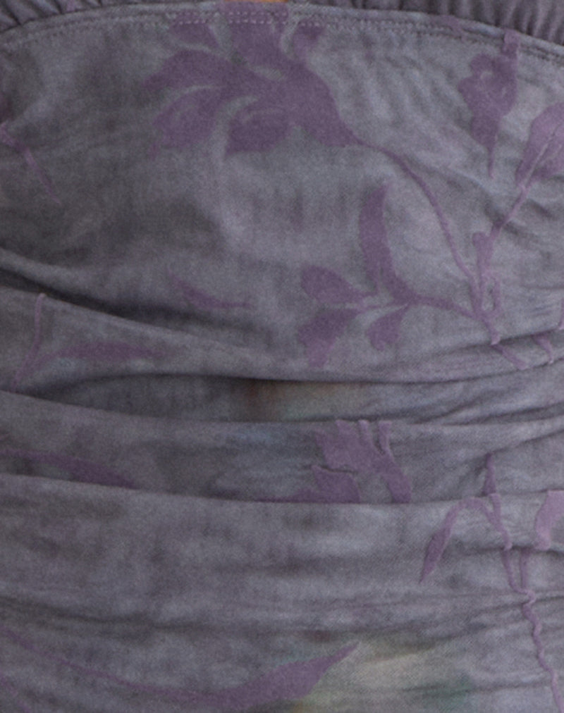 Rokoyo Halterneck Midi Dress in Flare Flower Purple