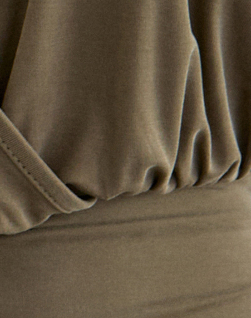 Sherlyn Halter Top in Cupro Khaki