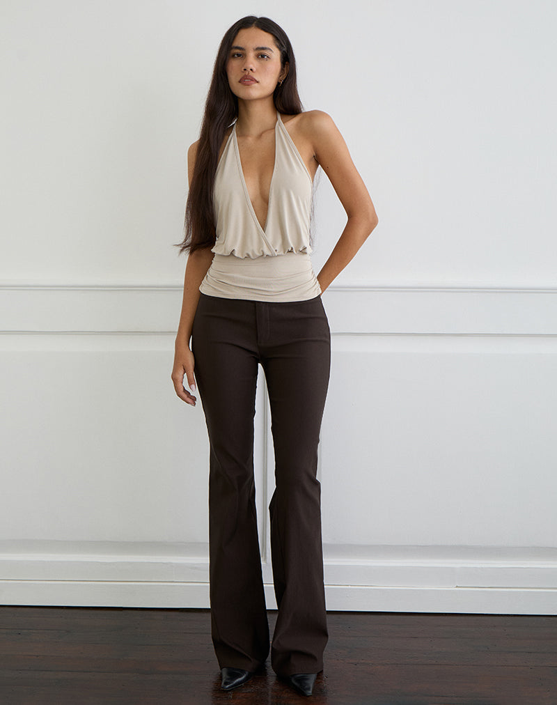 Sherlyn Halter Top in Cupro Oatmilk