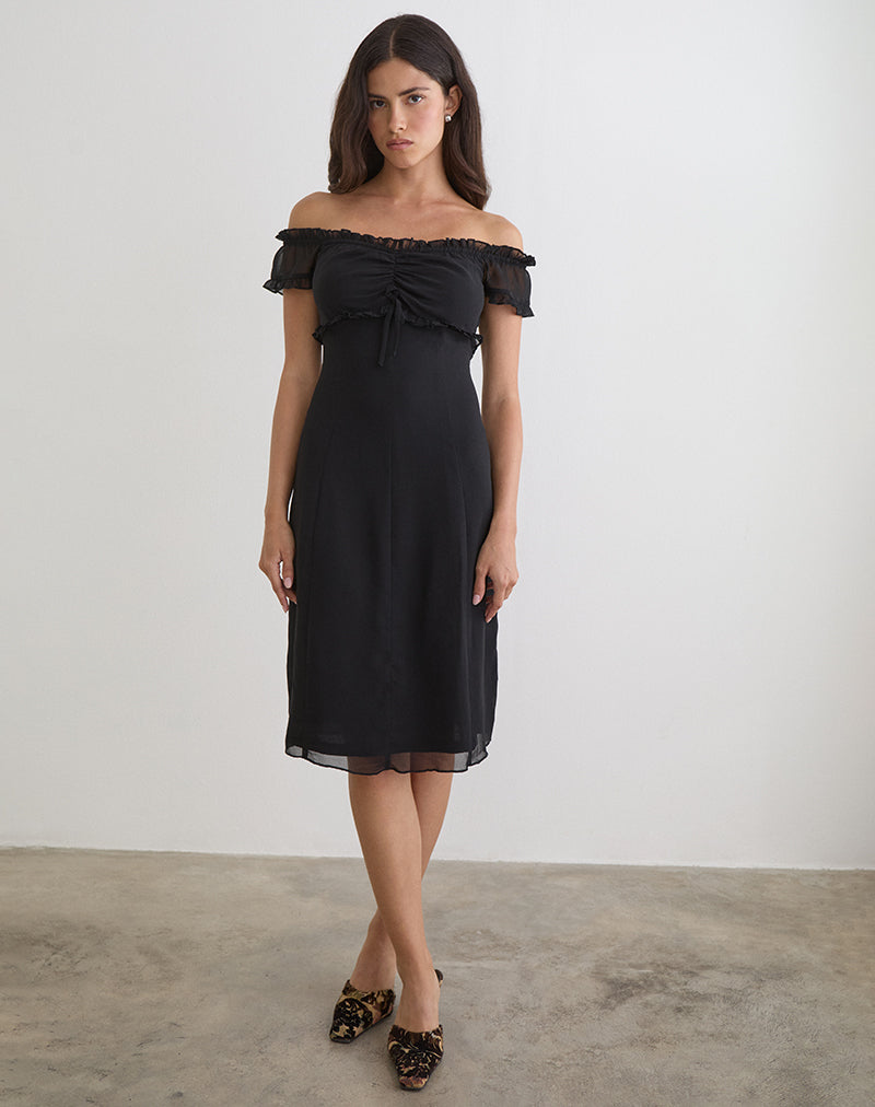 Watimu Midi Dress in Chiffon Black