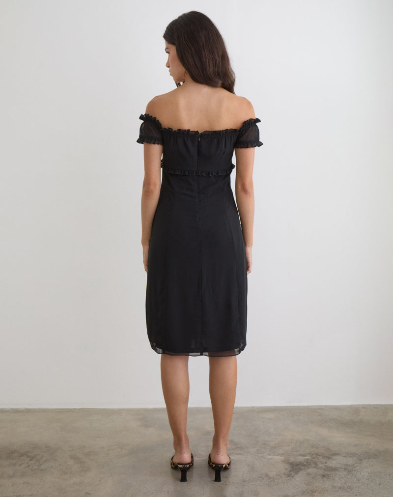Watimu Midi Dress in Chiffon Black