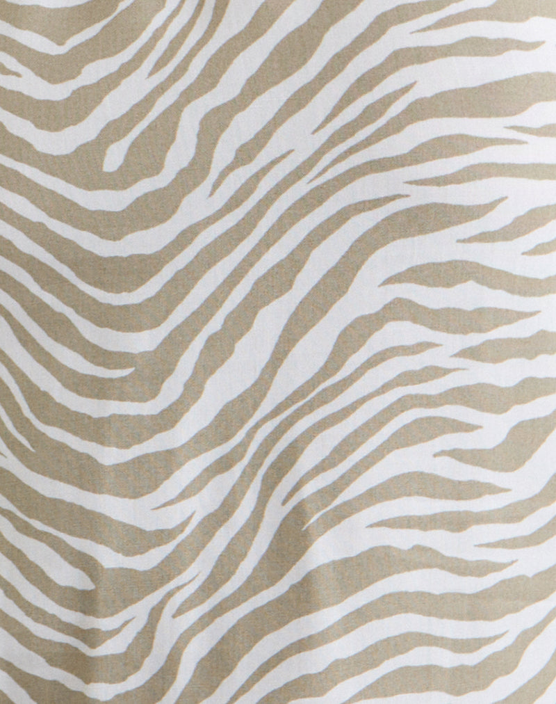 Wiby High Neck Backless Top in Tonal Zebra