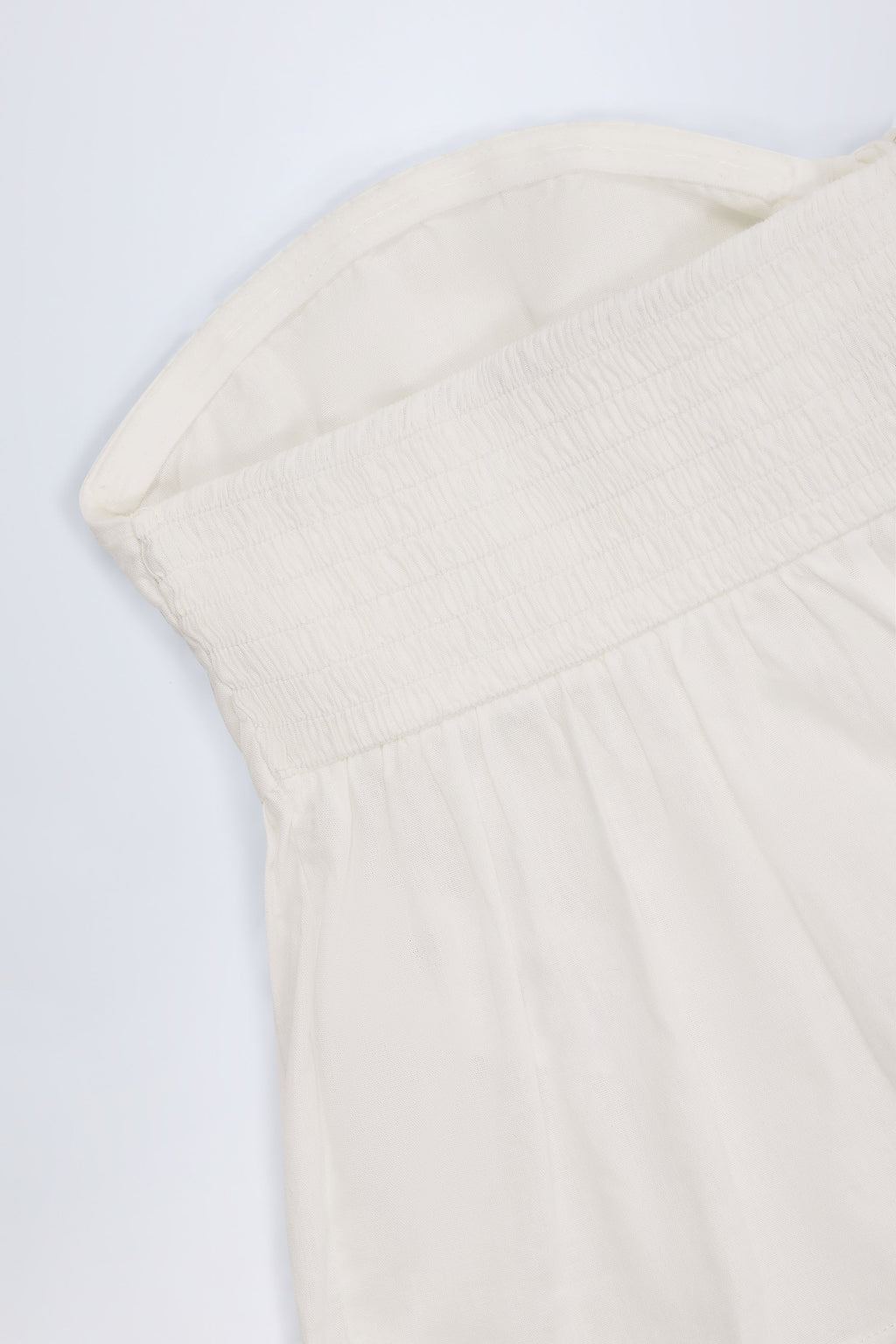 Tie-Front Strapless Cotton-Poplin Crop Top in White